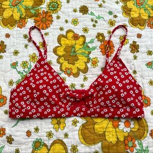 Red and white flower bikini top